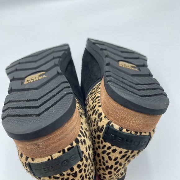 SOREL Boots Suede Leather Side Zip Ankle Booties Black/Tan Animal Women's 7.5 - Picture 12 of 12